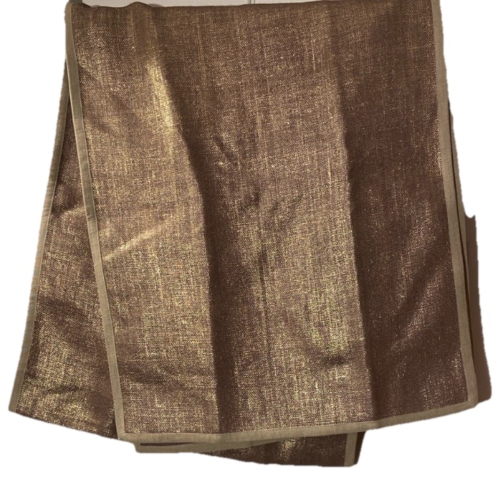 Pottery Barn Jute Gold Shimmering Large Table Runner 22x 108” India
